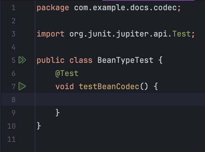 Un metodo di test vuoto con indicatori di test