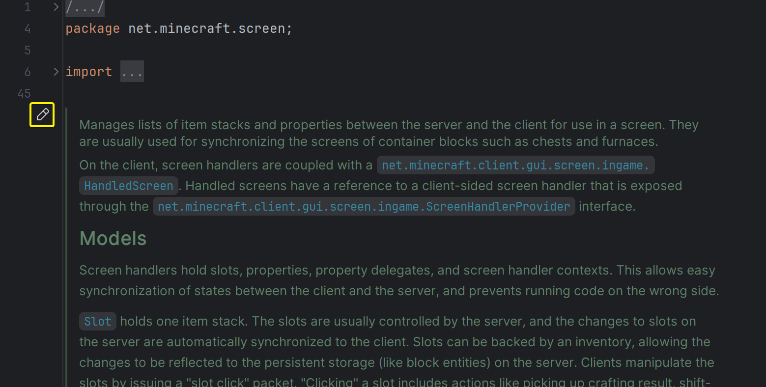 Modifica dei JavaDoc